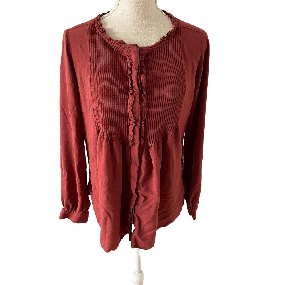 SUNDANCE Catalog Mystic Falls Pleated Pintuck Popover Tunic Top Size Small‎